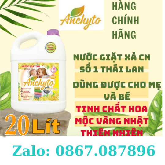 NƯỚC GIẶT XẢ  ANCHYTO  6IN1  - HƯƠNG HOA MỘC VÀNG NHẬT  -  20 KG/ CAN 