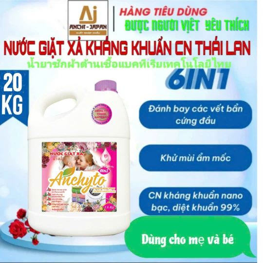 NƯỚC GIẶT XẢ ANCHYTO  6IN1  - HƯƠNG  NƯỚC HOA  - 20 KG/CAN 