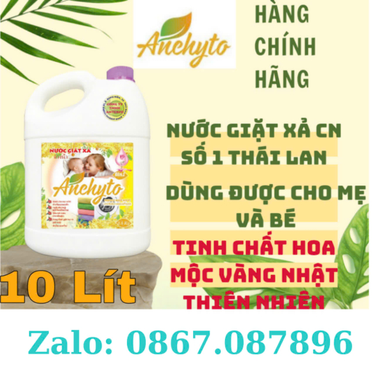 NƯỚC GIẶT XẢ  ANCHYTO  6IN1  - HƯƠNG HOA MỘC VÀNG NHẬT  -  10  KG/CAN 