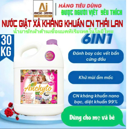 NƯỚC GIẶT XẢ ANCHYTO  6IN1  - HƯƠNG  NƯỚC HOA  - 30 KG/CAN 